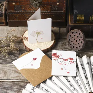 Paper Play 萬用卡片 感恩卡/萬用卡片-中國風水墨彩繪清新卡片 感恩卡 畢業卡(6款任選)