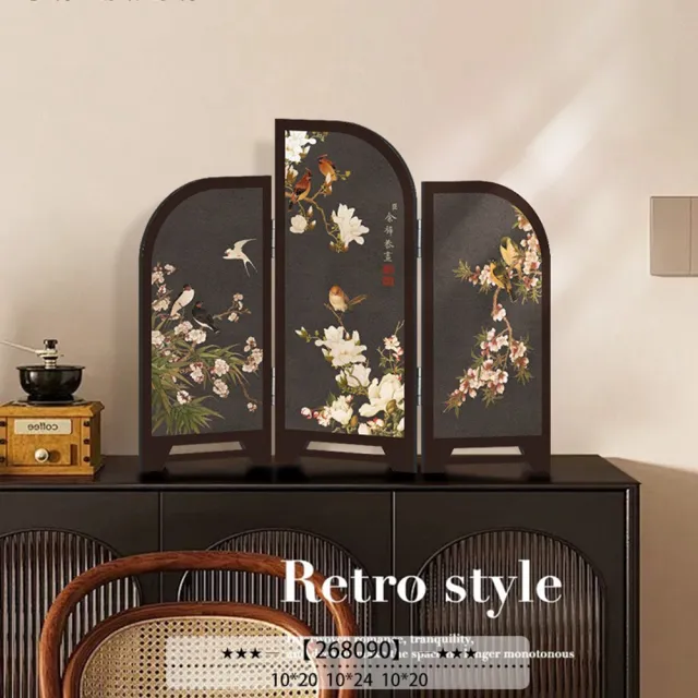 【Quality 聚家】墨竹小屏風 中式復古桌面擺件 新中式屏風擺件 桌面裝飾（防水覆膜/中式國風/三折可調）