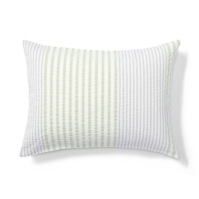 【MUJI 無印良品】棉凹凸織枕套/43(灰色/綠色/綠色直紋/藍色直紋)