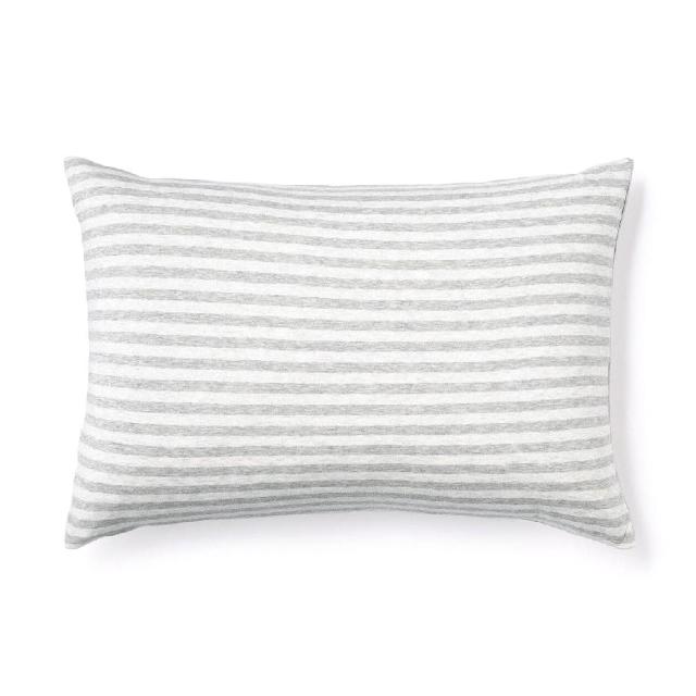 【MUJI 無印良品】棉天竺枕套/50(混灰橫紋/混米橫紋/混棕橫紋)