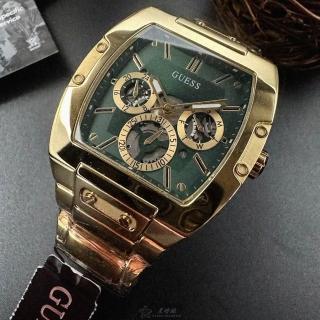 【Guess Gc】男錶型號GC00006墨綠色機械鏤空錶面金色44mm50mm錶殼金色精鋼錶帶款