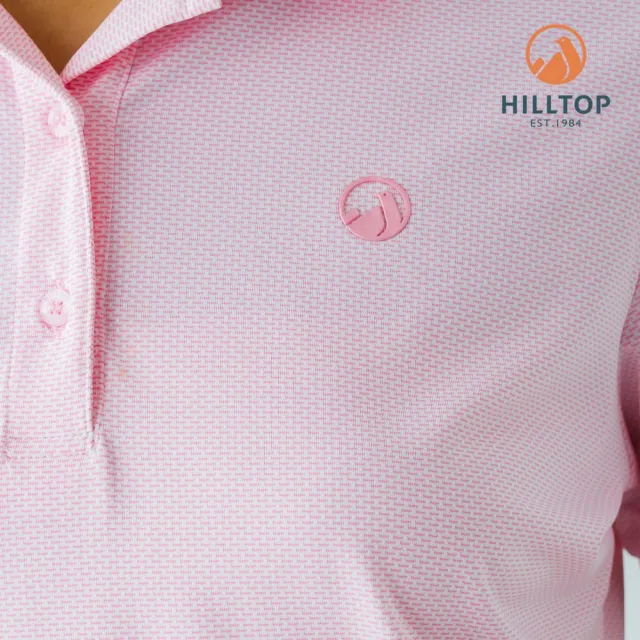 【Hilltop 山頂鳥】Polygiene抗菌吸濕快乾抗UV彈性緹花POLO衫 女款 粉紋｜PS14XFM3ECF0