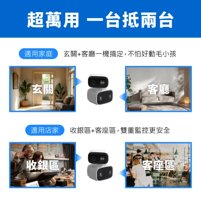 (雙入組)【TP-Link】雙鏡頭2K300萬畫素室內/室外固定+旋轉 無線網路Wi-Fi監視器支援512GB(Tapo C246D)