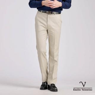 【Emilio Valentino 範倫鐵諾】男裝 棉質 彈性舒適 平面休閒褲 長褲 卡其色(70-5A7725)