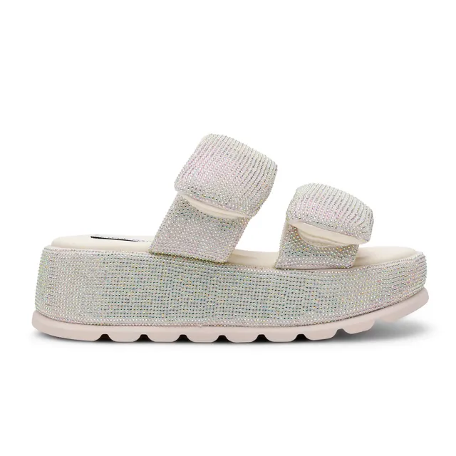 【steve madden】泡泡閃鑽厚底拖鞋 TOKIYO(銀白色)