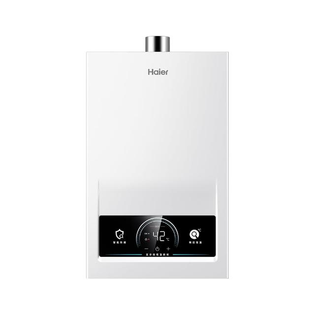 Haier 海爾 JSQ41-20DC3 瓦斯熱水器，採用 FE 強制排氣式設計，數位恆溫控制，提供穩定 20L 熱水輸出。電子連續放電點火系統安全可靠，能源效率第二級，適閤家用。尺寸 540x340x175mm，110V 電壓，1 年保固。高效熱水解決方案，提升居家舒適度。