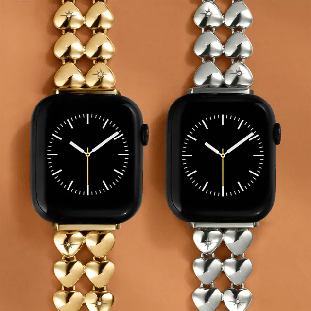 【COACH】Apple Watch 錶帶 38/40/41mm適用 愛心造型不鏽鋼錶帶-銀 送禮 禮物 推薦(不含手錶)