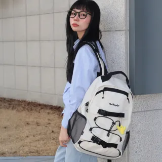 【Mark Gonzales】雙插扣後背包 (附小天使鑰匙圈) - 米白色