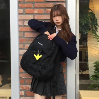 【Mark Gonzales】雙插扣後背包 (附小天使鑰匙圈) - 黑色