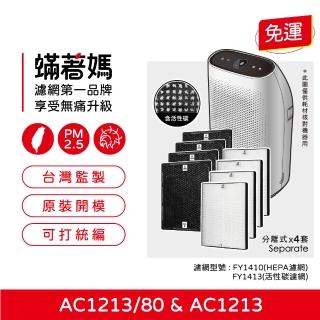 【蟎著媽】高效型濾網4套優惠組(適用 PHILIPS飛利浦 AC1213 FY1410 FY1413 空氣清淨機)