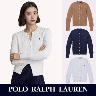 【RALPH LAUREN】RL POLO 經典圓領刺繡小馬麻花開襟外套-女-多色選(保暖舒適/平輸品)