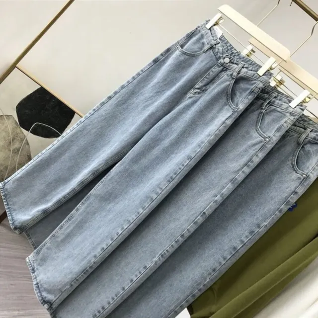 【Uicy】韓版復古寬鬆高腰牛仔寬褲 寬褲 褲子 女裝 P97