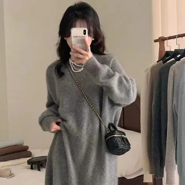 【Uicy】韓版氣質寬鬆顯瘦毛衣 連身裙 吊帶裙 吊帶褲 女裝 S350