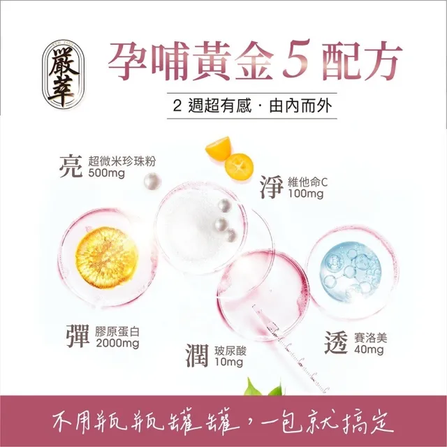 【嚴萃】韓國孕哺膠原蛋白胜肽x超微米珍珠粉-5入/共75包(榮獲台灣生技大獎 品質受肯)