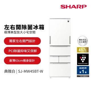 【SHARP 夏普】58H快配457L PCI自動除菌離子變頻左右開五門冰箱(SJ-MW45BT-W)