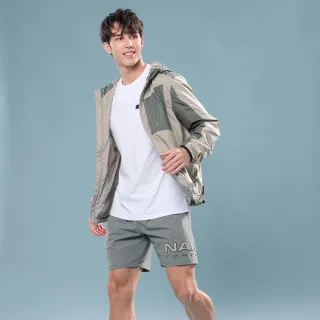 【NAUTICA】官方旗艦 男裝 跳色拼接連帽抽繩外套-綠色