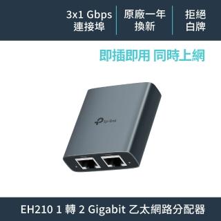 【TP-Link】EH210 乙太網路分配器 1轉2 Gigabit 隨插即用 鋁合金高品質高散熱 含電源和乙太網路線