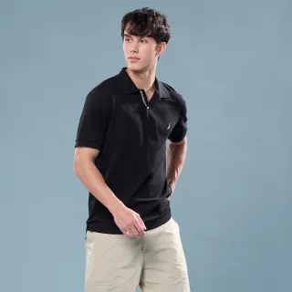 【NAUTICA】官方旗艦 男裝 百搭休閒短袖POLO衫-黑色