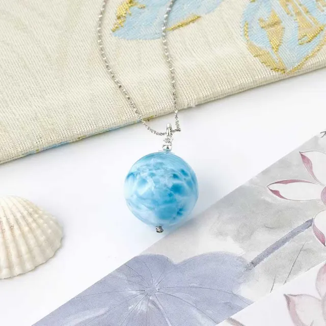 【勝弘珠寶】多明尼加拉利瑪石智慧項鍊-17MM(拉利瑪石項鍊)