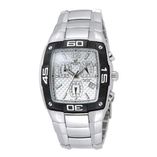 【CASIO 卡西歐】EDIFICE系列 時尚三眼賽車錶-銀-EF-515D-7AVDF