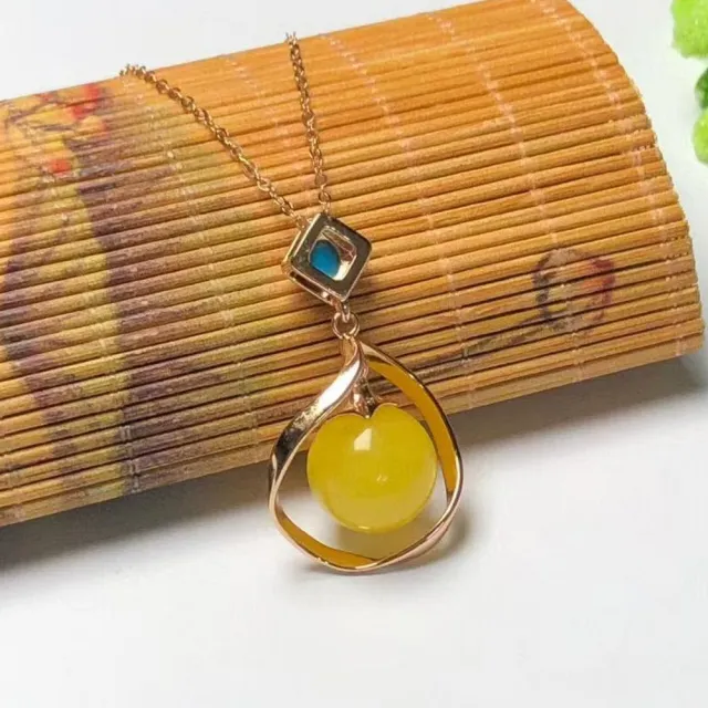 【勝弘珠寶】波羅的海金絞蜜蠟簡約項鍊-13MM(金絞蜜蠟項鍊)