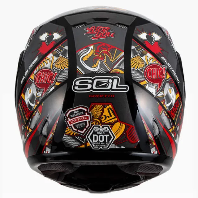 【SOL】SM-3 惡天使 黑/紅橘 可樂帽 全罩式 MD-04(可掀式安全帽│鏡片│內襯│輕量化)