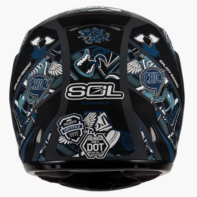【SOL】SM-3 惡天使 消光灰/藍 可樂帽 全罩式 MD-04(可掀式安全帽│鏡片│內襯│輕量化)