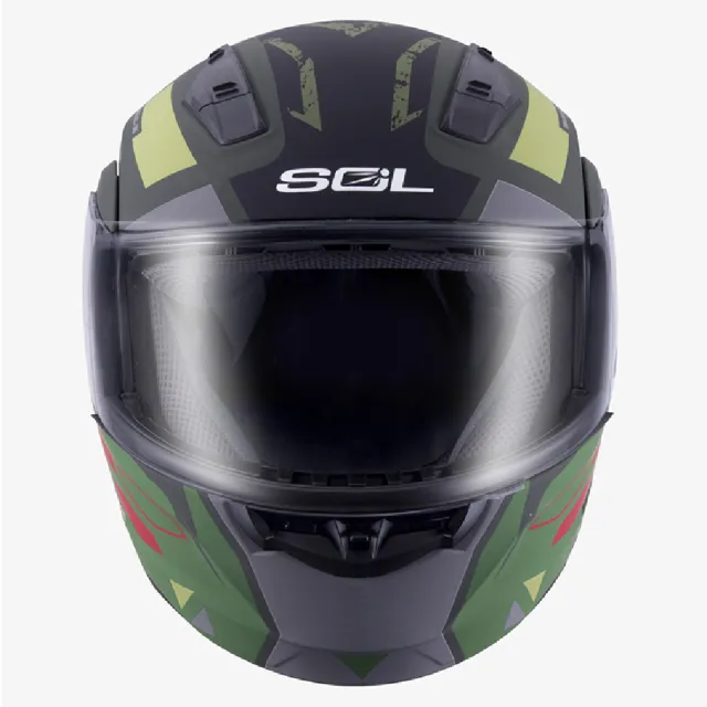 【SOL】SM-3 戰將 消光軍綠/草綠 可樂帽 全罩式 MD-04(可掀式安全帽│鏡片│內襯│輕量化)
