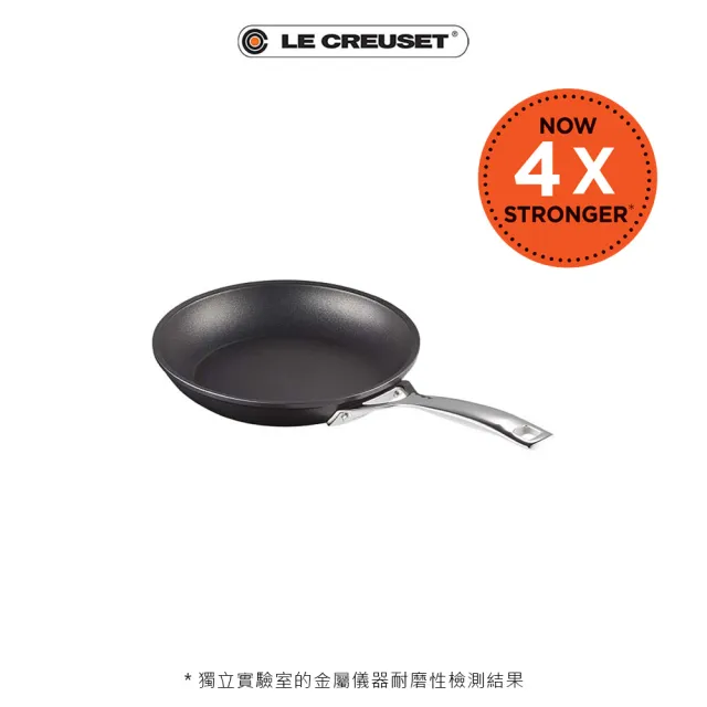 【Le Creuset】琺瑯鑄鐵單柄圓煎盤23cm 雪紡粉/櫻桃紅/綠光森林 3色選1+TNS單柄平煎鍋20cm(贈V油刷-櫻桃紅)