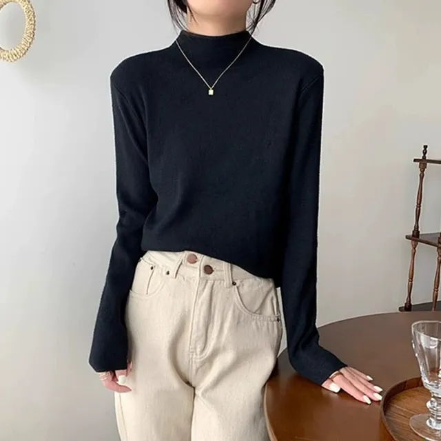 【Uicy】韓版薄內刷毛高領長袖上衣 長袖上衣 長袖T恤 衣服 女 W321