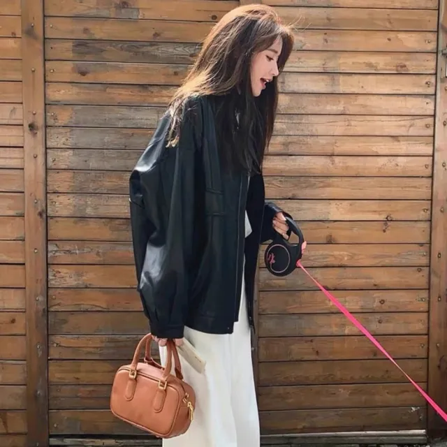 【Uicy】韓版甜酷寬鬆皮外套 外套 防曬外套 女裝 上衣 衣服 J382
