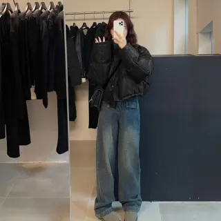 【Uicy】韓版高級感寬鬆立領皮外套 外套防曬外套女裝上衣 J364
