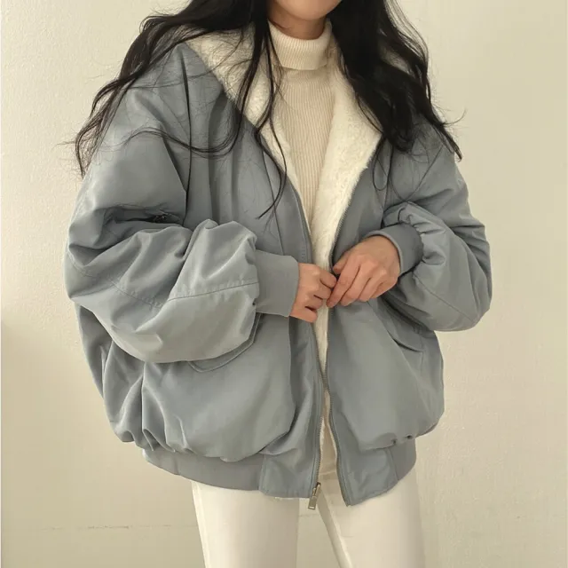 【Uicy】韓版加厚內刷毛兩面穿寬鬆毛毛外套 外套防曬外套女 J183