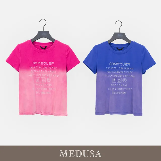 【MEDUSA 曼度莎】現貨-水鑽字母水洗漸層棉T - 2色（M-XL）｜女短袖T恤 水鑽棉T