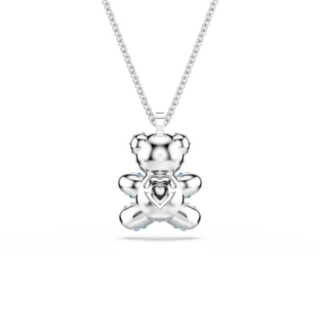 【SWAROVSKI 施華洛世奇】官方直營 Teddy 鏈墜 藍色  泰迪熊 鍍白金色(情人節禮物)