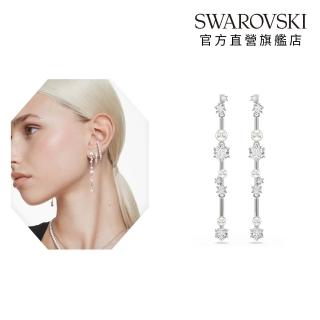 【SWAROVSKI 施華洛世奇】官方直營 Constella 水滴形耳環 水晶珍珠 | 5705614