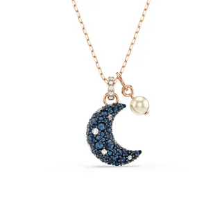 【SWAROVSKI 施華洛世奇】官方直營 Sublima 鏈墜 水晶珍珠 月亮 鍍玫瑰金色 | 5671585