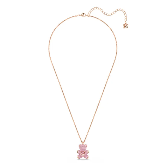 【SWAROVSKI 施華洛世奇】官方直營 Teddy 鏈墜  泰迪熊 粉紅色 鍍玫瑰金色 | 5642976