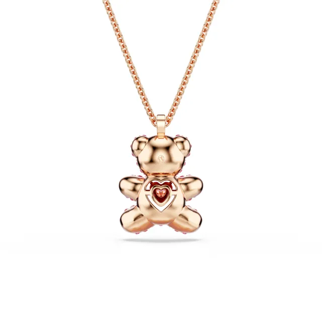 【SWAROVSKI 施華洛世奇】官方直營 Teddy 鏈墜  泰迪熊 粉紅色 鍍玫瑰金色 | 5642976