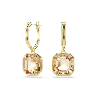 【SWAROVSKI 施華洛世奇】官方直營 Millenia 水滴形耳環 方形切割 焦糖色 | 5731148