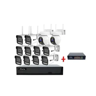 【I-Family】POE 16路NVR主機 5M槍機+4M變焦球機 監視器錄影組 一機10鏡+2球機