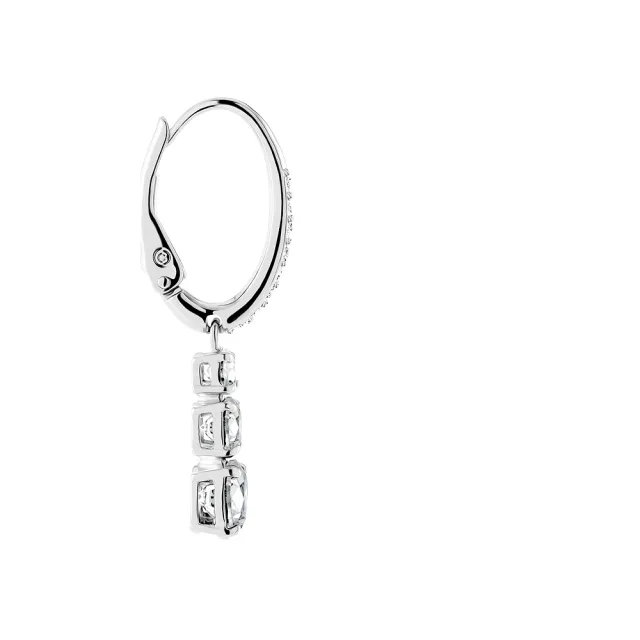 【SWAROVSKI 施華洛世奇】官方直營 Stilla Attract 大圈耳環 鍍白金色 | 5416155