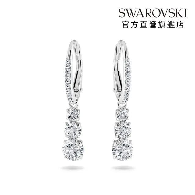 【SWAROVSKI 施華洛世奇】官方直營 Stilla Attract 大圈耳環 鍍白金色 | 5416155