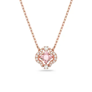 【SWAROVSKI 施華洛世奇】官方直營 Una 項鏈 幸運草 粉紅色 鍍玫瑰金色 | 5514488