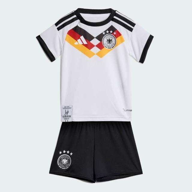 【adidas 愛迪達】世界盃 德國 主場球迷版 運動套裝  吸濕排汗 短袖/短褲 嬰幼童裝 JZ4558