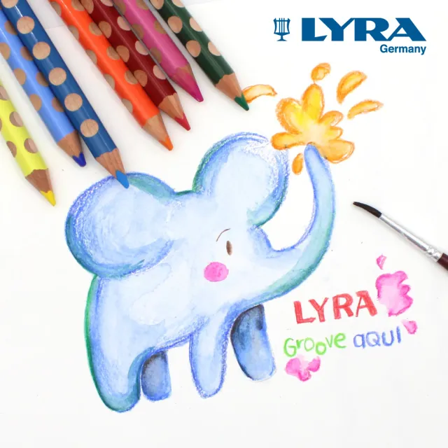 【LYRA】三角洞洞水溶性色鉛筆10色(彩色鉛筆 水性色鉛筆 繪畫用品 洞洞筆 粗款10色)