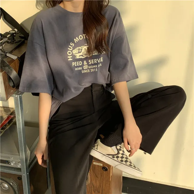 【Uicy】韓版寬鬆印花短袖上衣 衣服女裝t恤短袖t恤上衣 T502
