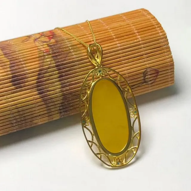 【勝弘珠寶】波羅的海金絞蜜蠟蛋面項鍊(金絞蜜蛋面項鍊)