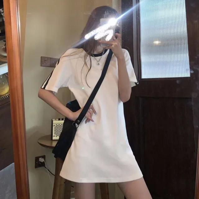 【Uicy】韓版小個子顯瘦休閒中長款連衣裙 連身裙 吊帶裙 吊帶S203