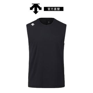 【DESCENTE】迪桑特 TOUGH 男士 吸濕快乾寬鬆無袖運動背心(黑色)